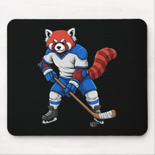 Ice Hockey Red Panda Sports Player Animal Mouse Mat
