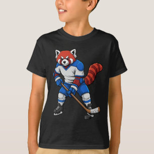 Ice Hockey Red Panda Sports Player Animal T-Shirt