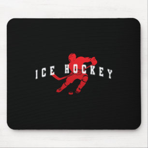 Ice Hockey Red Team Player Varsity Text Mouse Mat