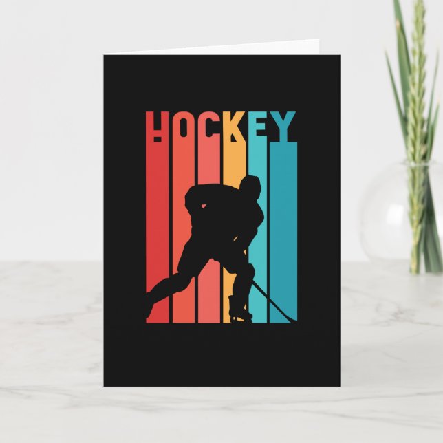 Ice Hockey Retro Vintage Silhouette Card (Front)