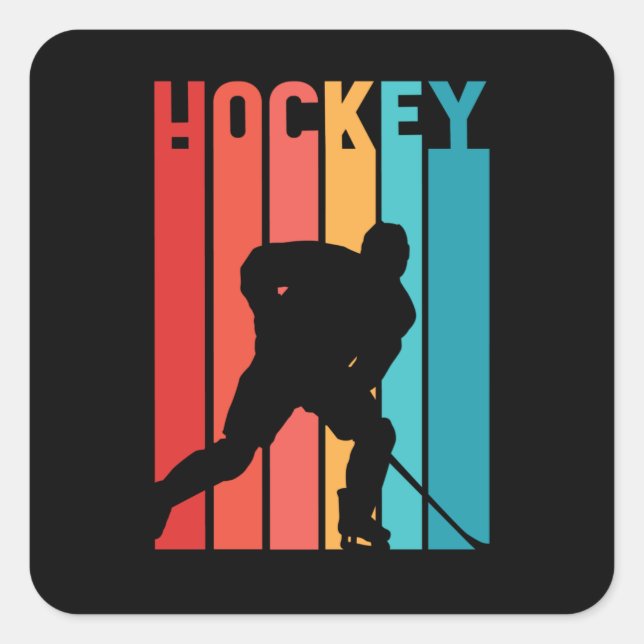 Ice Hockey Retro Vintage Silhouette Square Sticker (Front)