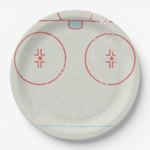Ice Hockey Rink Distressed Style Graphic Paper Plate