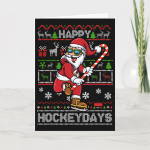 Ice Hockey Santa Claus Happy Hockeydays Funny Chri Card