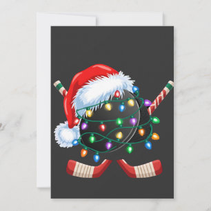 Ice Hockey Santa Hockey Ball Christmas Sport Invitation