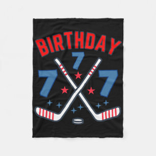 Ice Hockey Seven Birthday Boy 7th Party Boys Age 7 Fleece Blanket