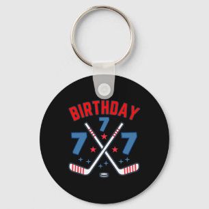 Ice Hockey Seven Birthday Boy 7th Party Boys Age 7 Key Ring
