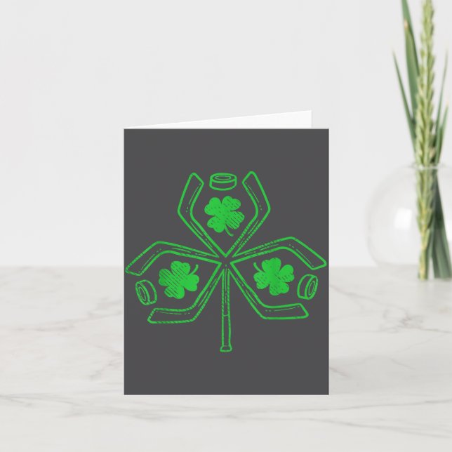 Ice Hockey Shamrock Clover St Patricks Day Player  Card (Front)