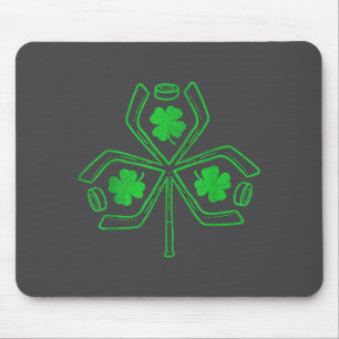 Ice Hockey Shamrock Clover St Patricks Day Player  Mouse Mat