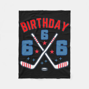 Ice Hockey Six Birthday Boy 6th Party Boys Age 6 ( Fleece Blanket