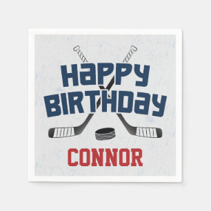 Ice Hockey Skate Rink Happy Birthday Napkin