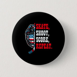 Ice Hockey Skate Shooy Score Repeat Player Men Boy 6 Cm Round Badge
