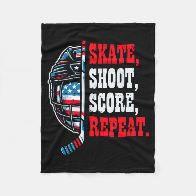 Ice Hockey Skate Shooy Score Repeat Player Men Boy Fleece Blanket (Front)