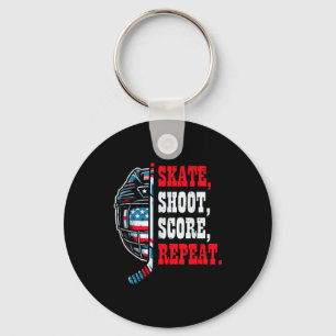 Ice Hockey Skate Shooy Score Repeat Player Men Boy Key Ring