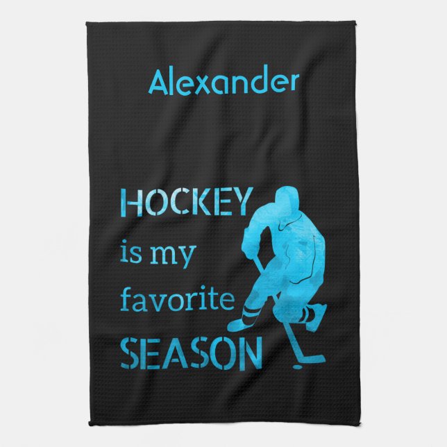 Ice hockey skate towel Favorite season blue ice (Vertical)