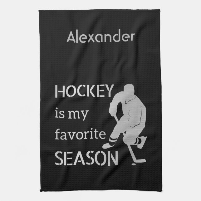 Ice hockey skate towel Favorite season silver (Vertical)
