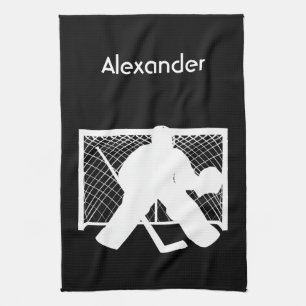 Ice hockey skate towel goalie black white