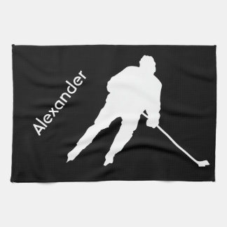 Ice Hockey skate towel player black white
