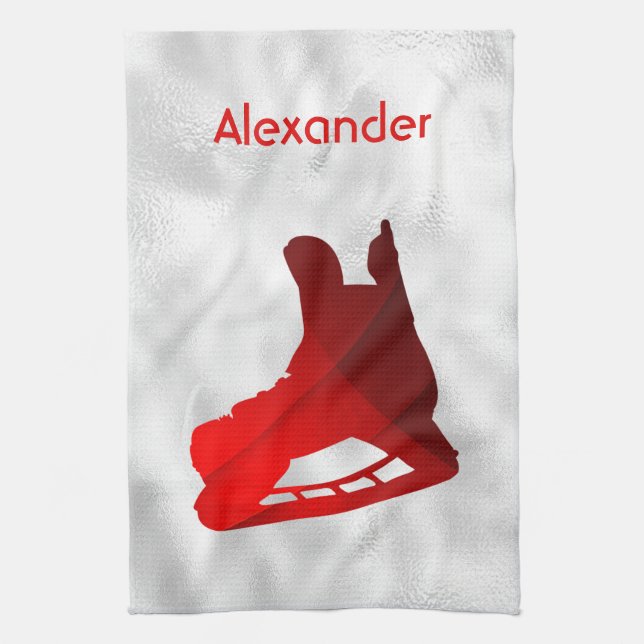 Ice Hockey skate towel red (Vertical)