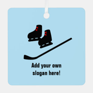 Ice Hockey Skates and Stick - you can customise a Metal Tree Decoration