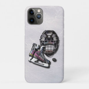 Ice Hockey Skates Helmet Puck With Name And Number Case-Mate iPhone Case