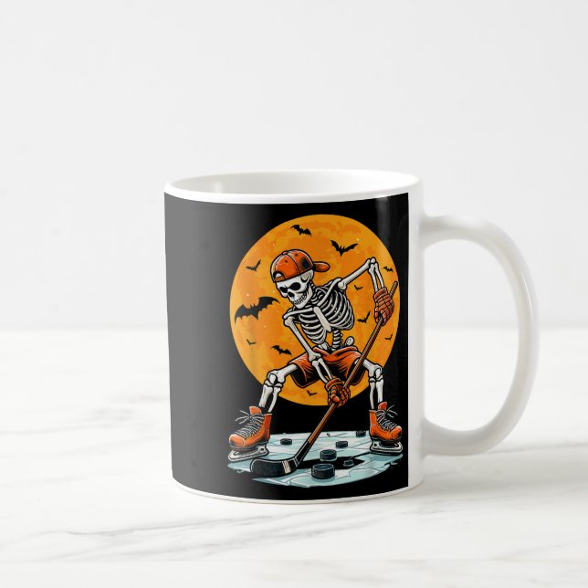 Ice Hockey Skeleton Soky Boys Halloween Hockey Pla Coffee Mug (Right)