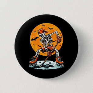 Ice Hockey Skeleton Spooky Boys Halloween Hockey P 6 Cm Round Badge