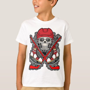 Ice Hockey Skull Jolly Roger Pirate Flag T-Shirt