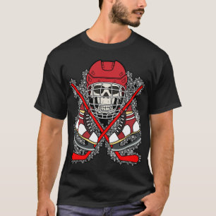 Ice Hockey Skull Jolly Roger Pirate Flag T-Shirt