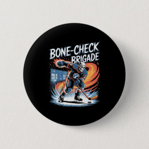 Ice Hockey Skull Team Bone-check Power Funny Hallo 6 Cm Round Badge