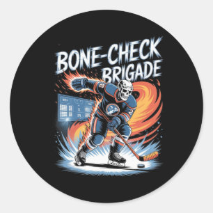 Ice Hockey Skull Team Bone-check Power Funny Hallo Classic Round Sticker