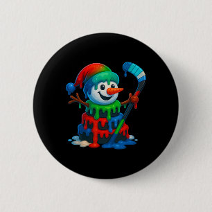 Ice Hockey Snowman Christmas Ice Cream Drip Santa 6 Cm Round Badge
