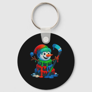 Ice Hockey Snowman Christmas Ice Cream Drip Santa Key Ring