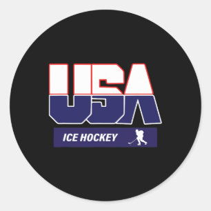 Ice Hockey Souvenir Usa Team Classic Round Sticker