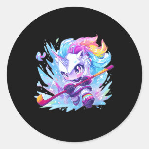Ice Hockey Sport Ice Hockey Unicorn Classic Round Sticker