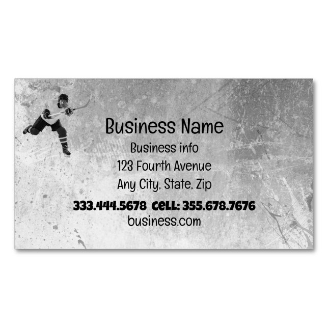 Ice Hockey Sport Player Magnetic Business Card (Front)