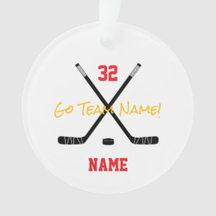 Ice Hockey Sports Team Custom Text Colours Fun Ornament
