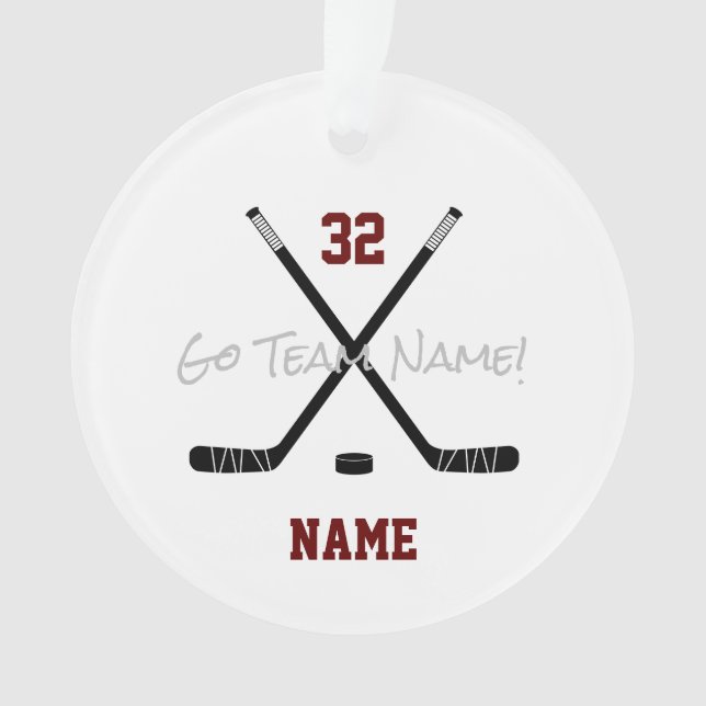 Ice Hockey Sports Team Custom Text Photo Ornament (Front)