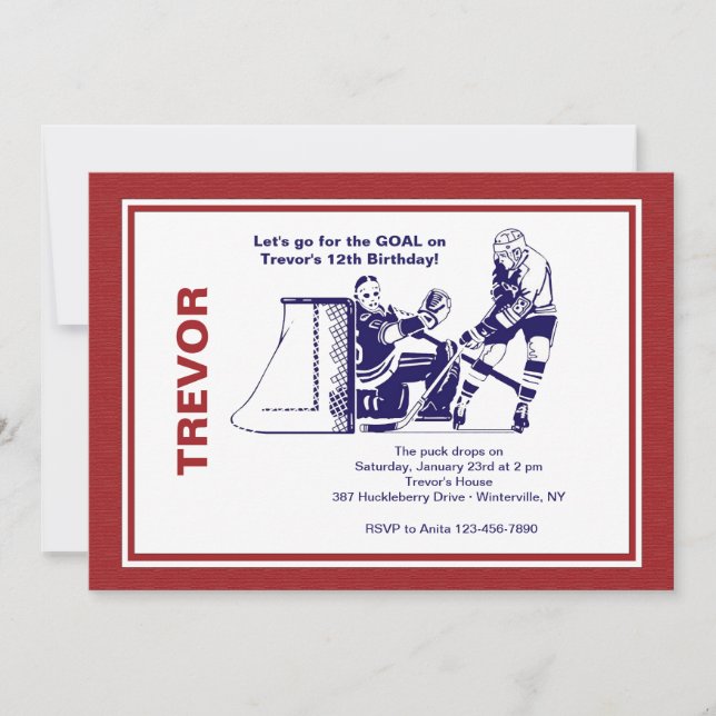 Ice Hockey Star Invitation (Front)