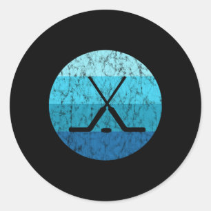 Ice Hockey Stick Hockey Sport Retro Vintage Ocean Classic Round Sticker