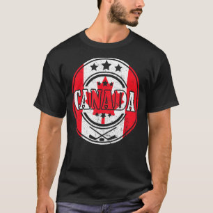 Ice Hockey Stick Maple Leaf Canadian Flag Canada D T-Shirt