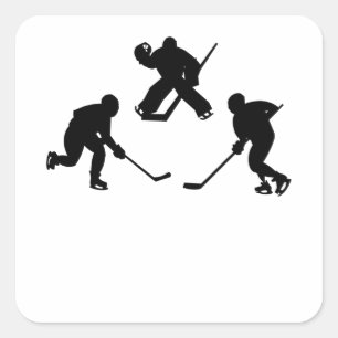 Ice hockey stick player silhouette cool sport gift square sticker