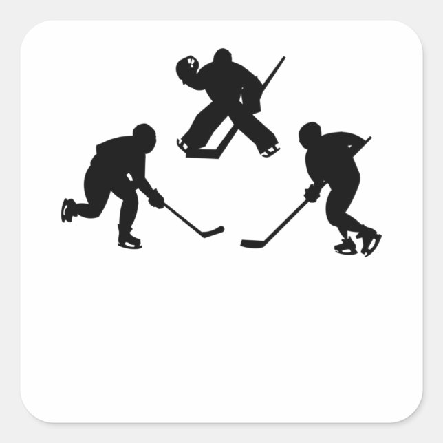 Ice hockey stick player silhouette cool sport gift square sticker (Front)