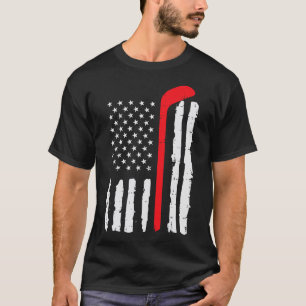 Ice Hockey Stick Us Flag Patriotic Men Boys Kids Y T-Shirt