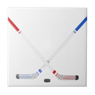 Ice hockey sticks and puck tile