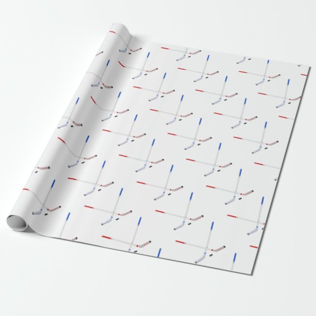 Ice hockey sticks and puck wrapping paper (Unrolled)