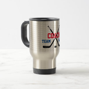 Ice Hockey Sticks Custom Coach Sports Team Name Travel Mug