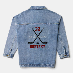Ice Hockey Sticks Player Name Number Go Team Name! Denim Jacket