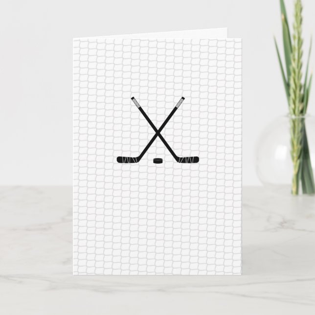 Ice Hockey Sticks Puck Net THANKS COACH Team Thank You Card (Front)