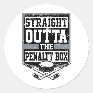 Ice Hockey Straight Outta The Penalty Box Funny Pl Classic Round Sticker