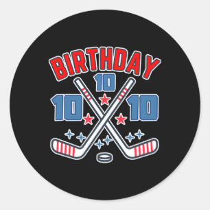 Ice Hockey Ten Birthday Boy 10th Party Boys Age 10 Classic Round Sticker